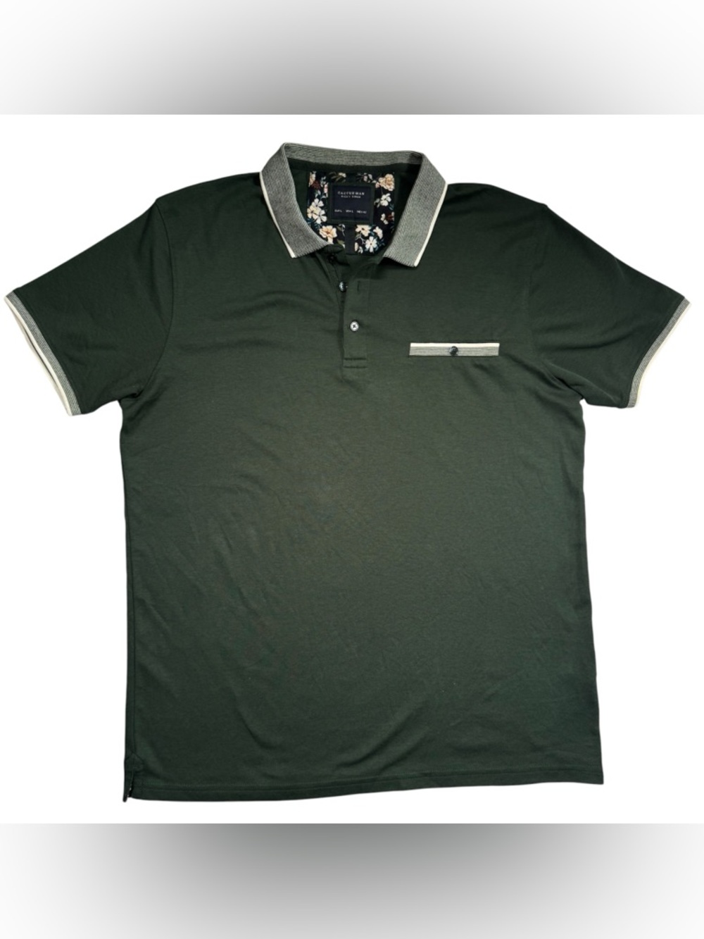 Cactus Man Ricky Singh Polo Shirt Men’s L dark Green Tipped Collar Cotton Blend